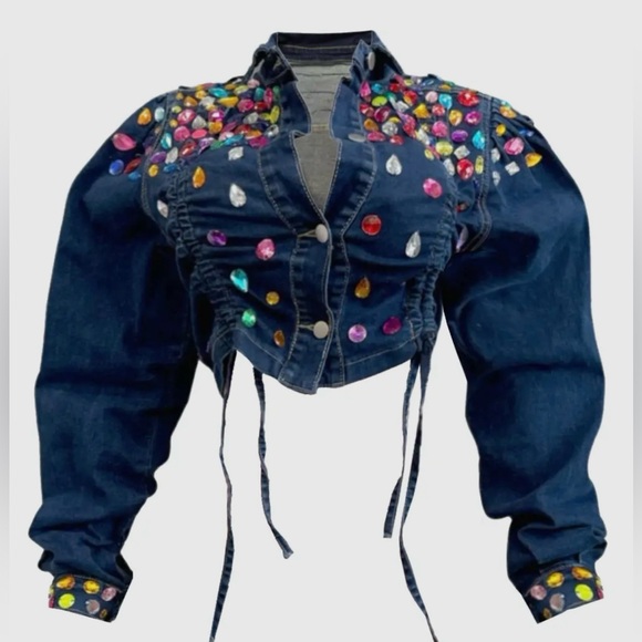 Jackets & Blazers - Embellished Baddie Denim Jacket